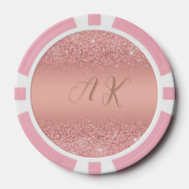 Elegante Rose Gouden Luxe Glans Monogram Poker Chips