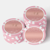 Elegante Rose Gouden Luxe Glans Monogram Poker Chips (Opstapeling)