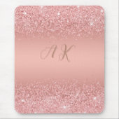 Elegante Rose Gouden Luxe Schitterende Monogram Muismat (Voorkant)