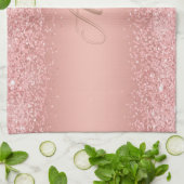 Elegante Rose Gouden Luxe Schitterende Monogram Theedoek (Gevouwen)