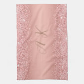 Elegante Rose Gouden Luxe Schitterende Monogram Theedoek (Verticaal)