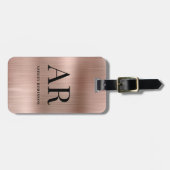 Elegante Rose Gouden Metaal Monogram 2 Initiaal Bagagelabel (Voorkant horizontaal)