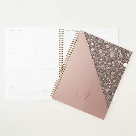 Elegante Rose Gouden Monogram Planner (Display)
