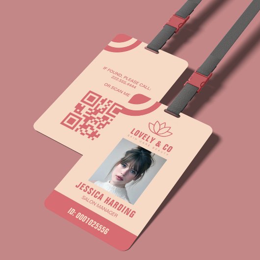 Elegante Rose & Ivory Salon Werknemer Qr Code  Badge