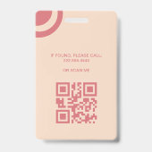 Elegante Rose & Ivory Salon Werknemer Qr Code  Badge (Achterkant)