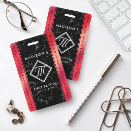 Elegante Rosé Rood Folie Zwart Marmer VIP-Event Badge