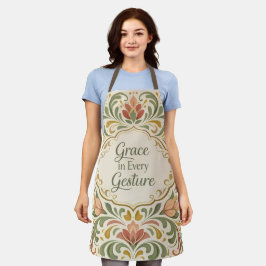 Elegante Rosemaling Bloempatroon met citaat Schort