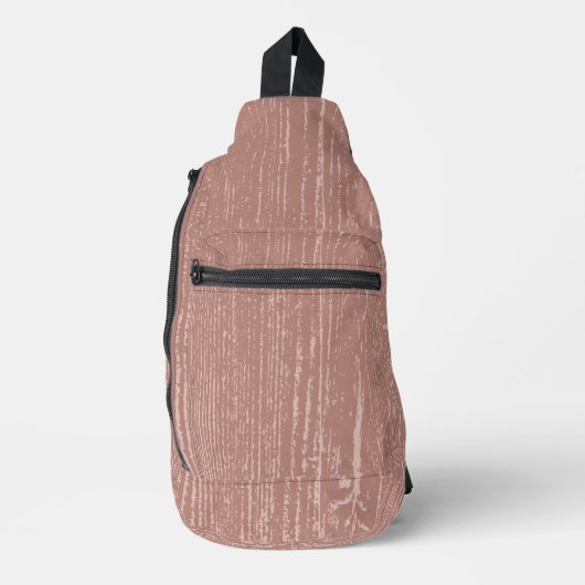 Elegante Rosy Brown Wood Grain Sling Bag (Voorkant)