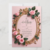 Elegante Rosy Floral Art Nouveau bruiloft Kaart (Voorkant)