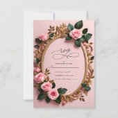 Elegante Rosy Floral Art Nouveau RSVP kaarten (Voorkant)