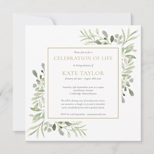 Elegante rouwdienst viering van het leven foto vie kaart (Voorkant)