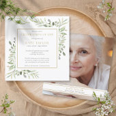 Elegante rouwdienst viering van het leven foto vie kaart