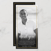 Elegante rouwfoto zwart-wit script bedankkaart (Voorkant / Achterkant)