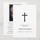 Elegante rouwkaart met eenvoudig kruis (Voorkant / Achterkant)