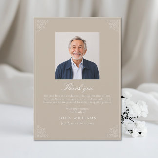 Elegante rouwkaart met foto na de begrafenis bedankkaart