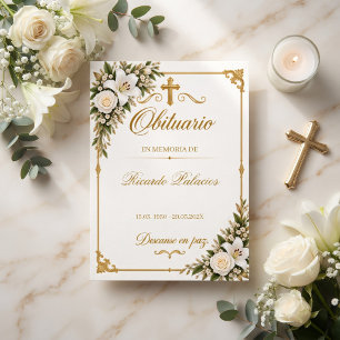 Elegante rouwkaart met gouden rand bedankkaart