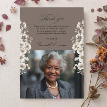 Elegante rouwkaart met witte Cosmos en gouden blad