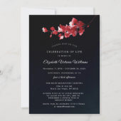 Elegante rouwkaart met zwarte en rode bloemen bedankkaart (Voorkant)