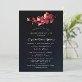 Elegante rouwkaart met zwarte en rode bloemen bedankkaart (Staand voorkant)