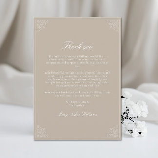 Elegante rouwkaart na de begrafenis bedankkaart