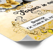 Elegante rouwkaart Zwart en Goud 2 foto's Funeral Poster (Hoek)