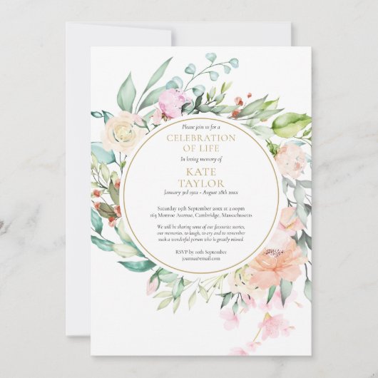 Elegante rouwplechtigheid levensbloemen kaart (Voorkant)