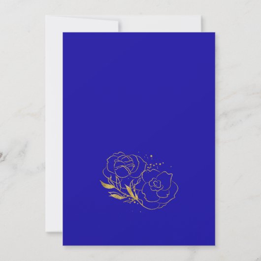 Elegante Royal Blauw en Goud Foto Quinceanera Kaart (Achterkant)