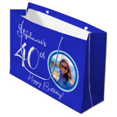 Elegante Royal Blue 40e verjaardag foto Groot Cadeauzakje (Voorkant Gekanteld)