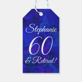 Elegante Royal Blue 60 en Gepensioneerd Pensioen Cadeaulabel