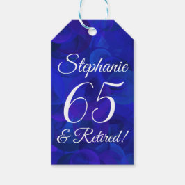 Elegante Royal Blue 65 en Gepensioneerde Pensioen Cadeaulabel