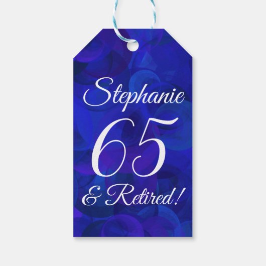 Elegante Royal Blue 65 en Gepensioneerde Pensioenl Cadeaulabel (Achterkant)