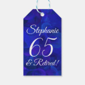 Elegante Royal Blue 65 en Pensioenpensioen Cadeaulabel (Achterkant)