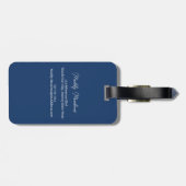Elegante Royal Blue Abstract Botanische Monogramme Bagagelabel (Achterkant horizontaal)