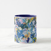 Elegante Royal Blue Abstract Botanische Monogramme Mok (Midden)