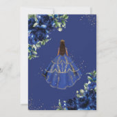 Elegante Royal Blue Bloemen Prinses Quinceañera Save The Date (Achterkant)
