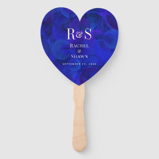 Elegante Royal Blue Chic Modern Monogram bruiloft Handwaaier (Achterkant)