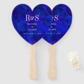 Elegante Royal Blue Chic Modern Monogram bruiloft Handwaaier (Voorkant en achterkant)