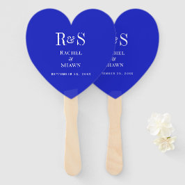 Elegante Royal Blue Chic Modern Monogram bruiloft Handwaaier