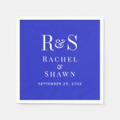 Elegante Royal Blue Chic Modern Monogram bruiloft Servet (Voorkant)