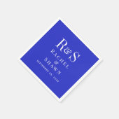 Elegante Royal Blue Chic Modern Monogram bruiloft Servet (Hoek)