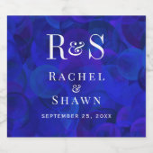 Elegante Royal Blue Chic Modern Monogram bruiloft Sparkling Wijnetiket (Enkel label)