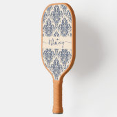 Elegante Royal Blue Damask Floral Pickleball Paddle (Links)