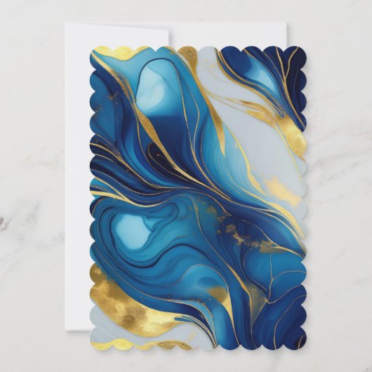 Elegante Royal Blue en Gold bruiloft uitnodiging (Achterkant)