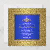 Elegante Royal Blue en Gold Quinceanera Kaart (Achterkant)