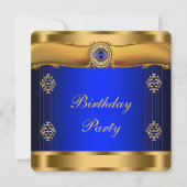 Elegante Royal Blue en Gold verjaardag Kaart (Voorkant)