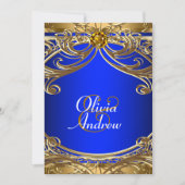 Elegante Royal Blue en gouden bruiloft Kaart (Voorkant)