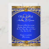 Elegante Royal Blue en gouden bruiloft Kaart (Achterkant)