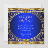 Elegante Royal Blue en gouden bruiloft Kaart (Achterkant)