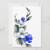 Elegante Royal Blue en White Floral Kaart (Achterkant)