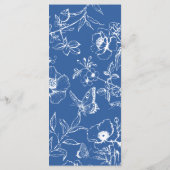 Elegante Royal Blue Floral Garden Wedding Flat Men Menu (Achterkant)